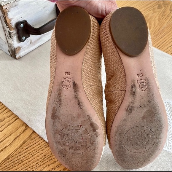 SOLD Tory Burch Carita Raffia Straw Leather Flat Shoes! 💙💚 - Picture 10 of 11